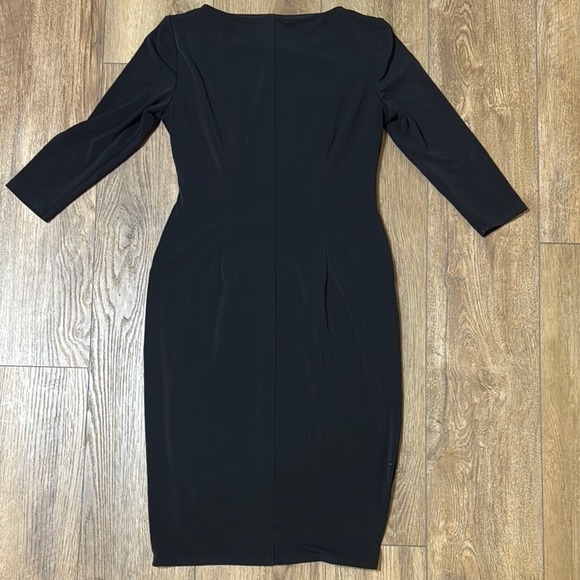 Anne Klein Black Sheath Dress with‎ Bateau Neckline and 3/4 Sleeves party - Picture 4 of 7